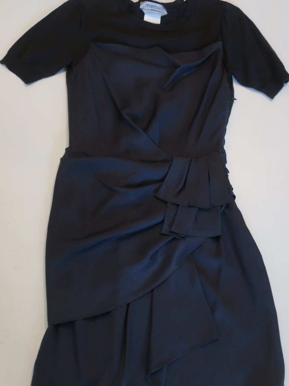 Women Sportmax Black, Gray 100% Silk Short Sleeve Dress 36/US 2